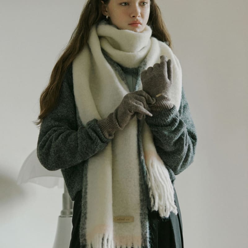 ADAUL Side line multi hairy long muffler - 2color