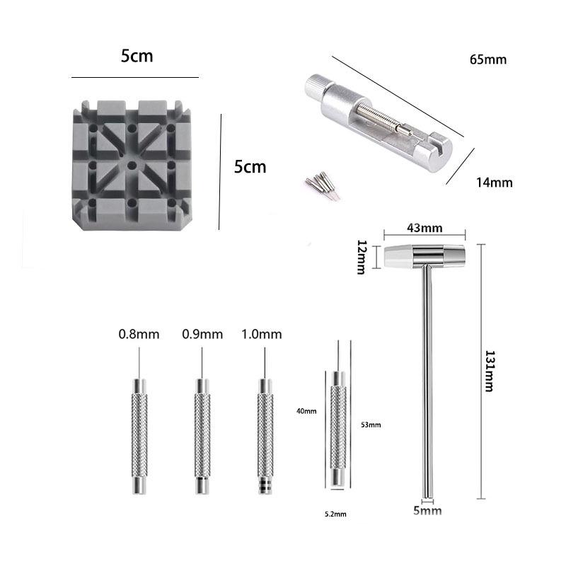 10-Piece Watch Repair Tool Set: Disassembler, Metal Hammer, Punch Pins, Star-Shaped Base for Electronic Watch Band Removal