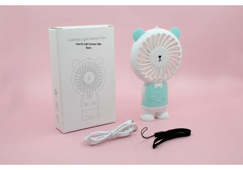 Portable USB Rechargeable Mini Handheld Fan with LED Colorful Light