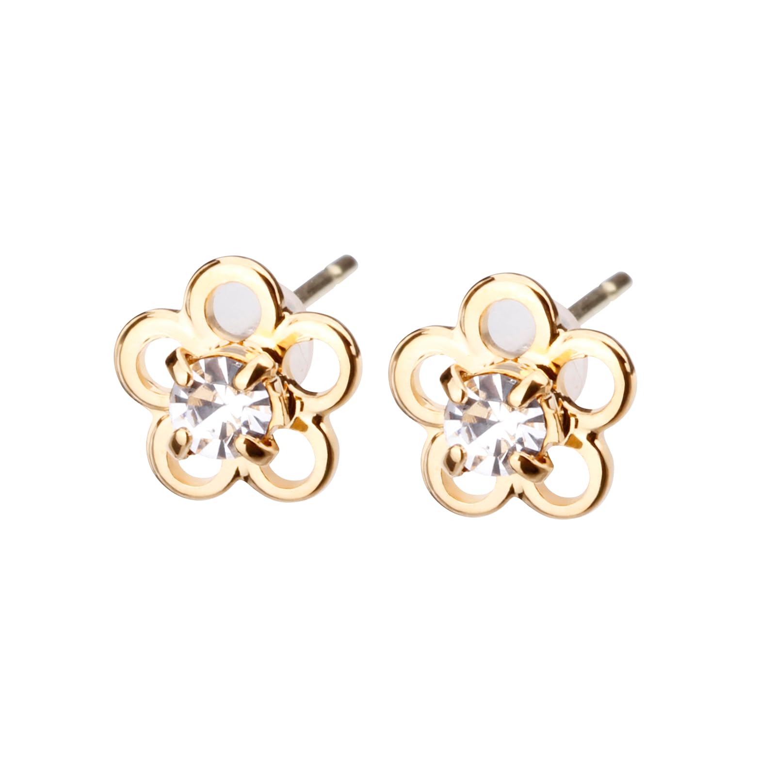 

LOKUMI Earrings Made in Japan 18K K18 Post K18 Metal Allergy Compatible Petit Flower Ladies Simple Small Small 18K Flower Earrings Bijou 18K Post