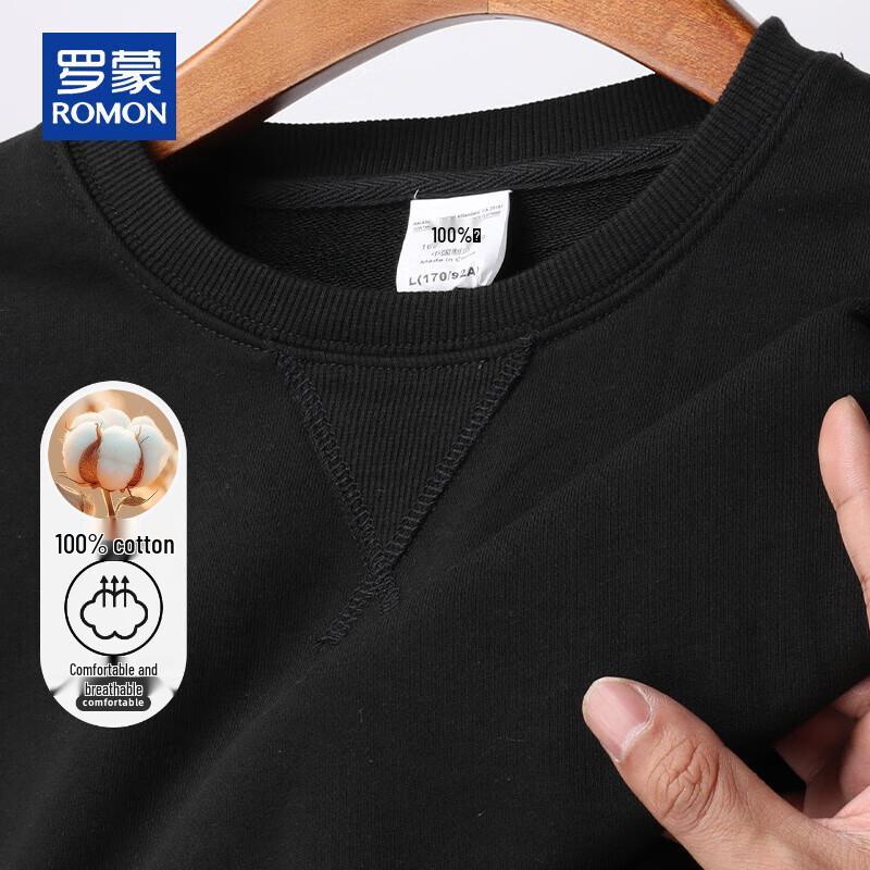 ROMON Men's Pure Cotton Classic Round Neck Sweatshirt
