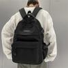 Large Capacity Solid Color Backpack for High School Students, Simple Black Travel Backpack for Middle School Students