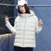 Damen Kurze Mittellange Daunenjacke Winter Warm Stehkragen Einfarbig Lässig Oberbekleidung Mantel
