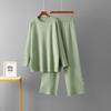 Solid Color Large Size Sweater Set Women's 2025 Autumn and Winter New Round Neck Loose Casual Two-piece Set