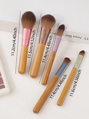 Mini 5pcs Makeup Brushes Set Beginner Brushes On-the-go Portable Travel Set Brushes