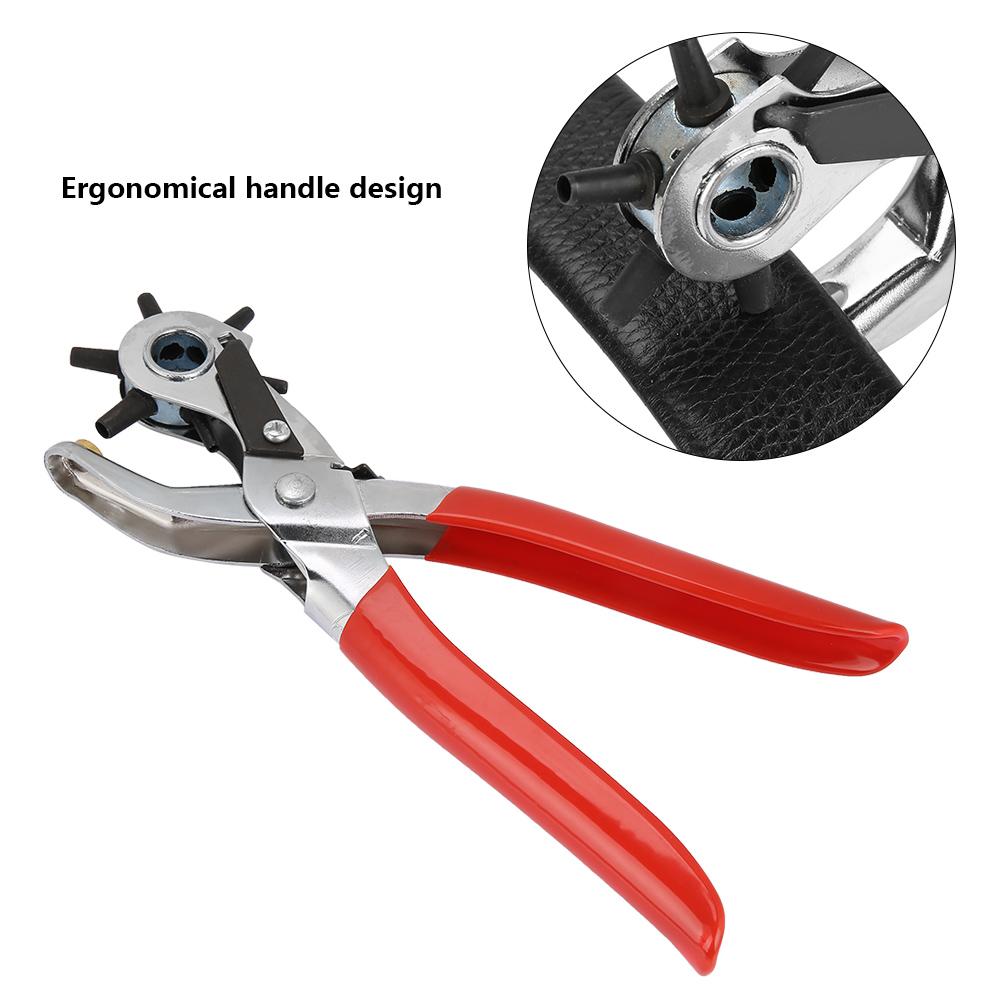 2-4.5mm Carbon Steel Multi-hole Punch Pliers,   with Ergonomic Handle Design, Super Punch Capability for Plastic Leather Paper,
