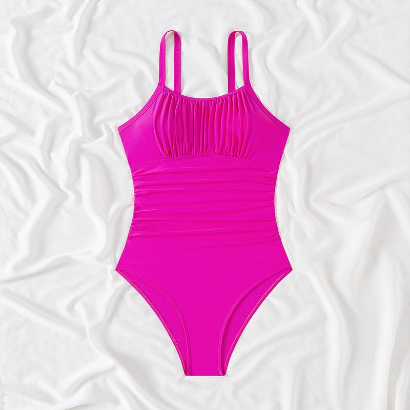

Женский слитный купальник однотонный с драпировкой, новый сексуальный купальник-монокини с открытой спиной на бретелях, боди, купальный костюм для женщин, лето XL розовый