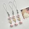 Butterfly Heart Bead Pendant Phone Charm Hangings Rope Cute Phone Chain Strap Bag Decoration Lanyard Keychain Accessory