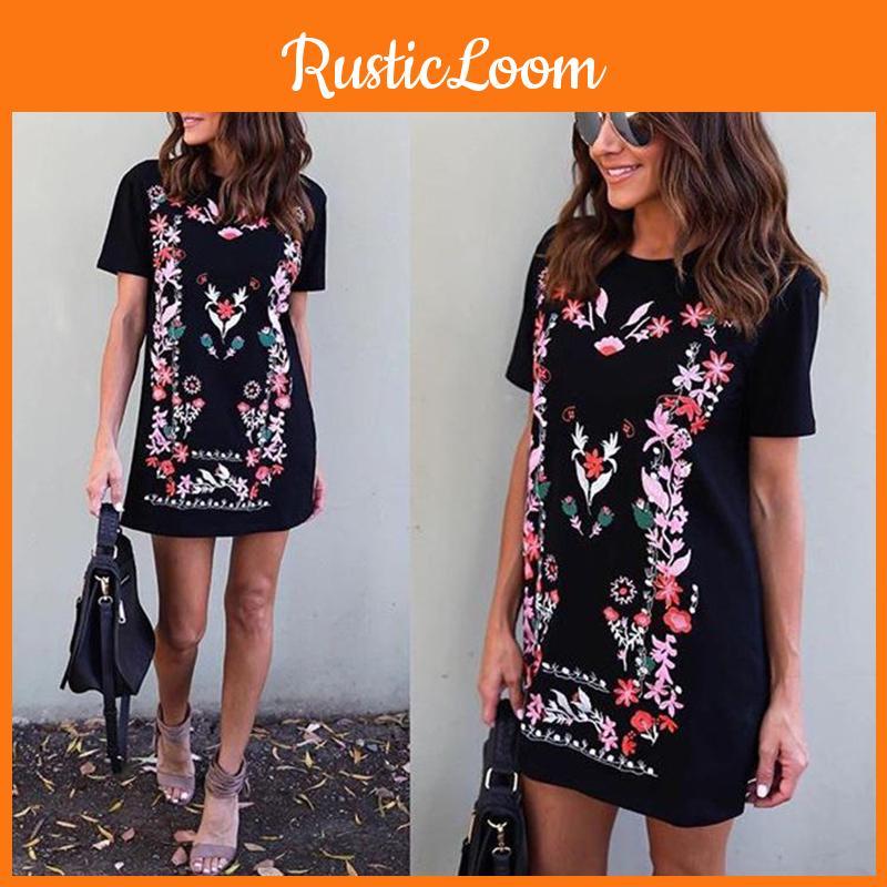 Summer Fashion Women Printed Shortsleeve Long Tshirt With Casual Round Neck For Comfortable Wear