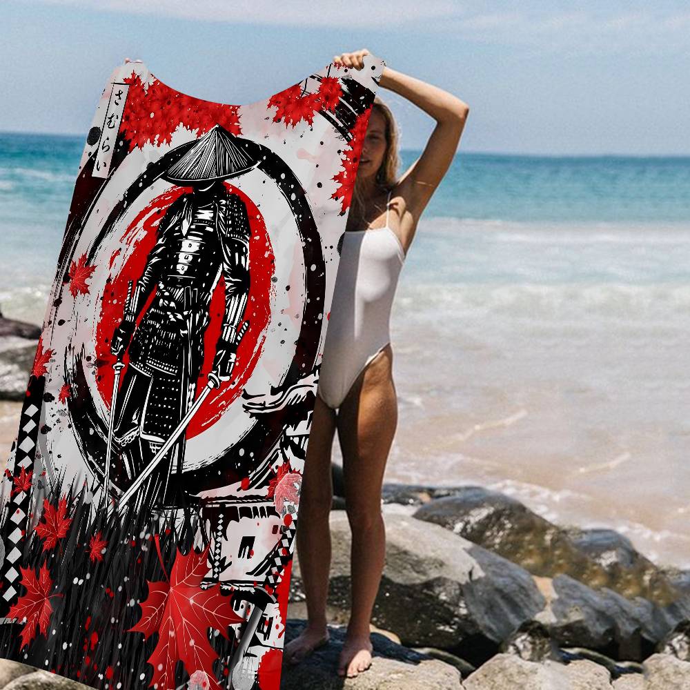 Anime Japan Retro Samurai Microfiber Printed Beach Towel Mountain Climbing Yoga Beach Swimming Running Absorbent Soft Towel