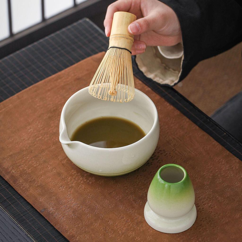 Japanese Matcha Tea Set: Ceramic Bowl & Whisk