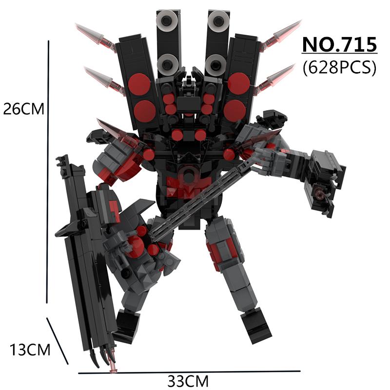 

New Titan Guitor Speaker Man Building Blocks Set Creative Skibidi Toilet With Battle-axe DIY Bricks Toys For Boys Christmas Gift