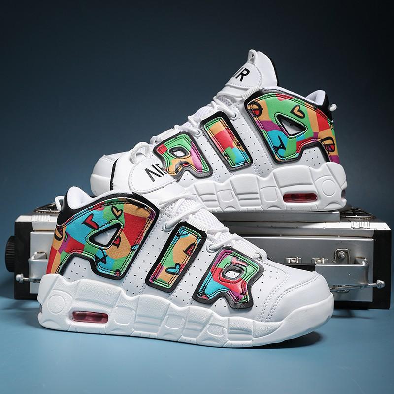 Large size basketball shoes men's thick-soled high-top air cushion couple models actual combat student sports and leisure shoes 2025