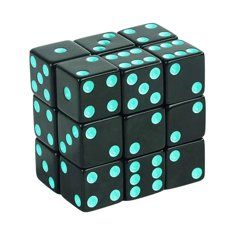 Black 16mm Acrylic Pips Dice Cubes - D6 Dice for Board Games, Fun and Teaching - 10Pcs