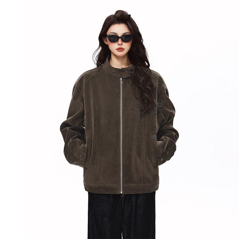 TOM ADAM Vintage Wildlederimitat Stehkragenjacke