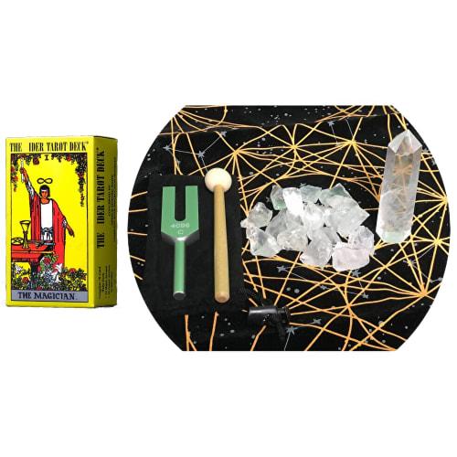 English Version Rider Tarot Card Deck, Crystal Tuner, 4096Hz Tuning Fork, Natural Quartz Crystal Purification (Purification Set and Cards Included)