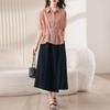 Trendy Summer Skirt Suit: Slimming Two-Piece with Stylish Half-Open Collar for Young Moms