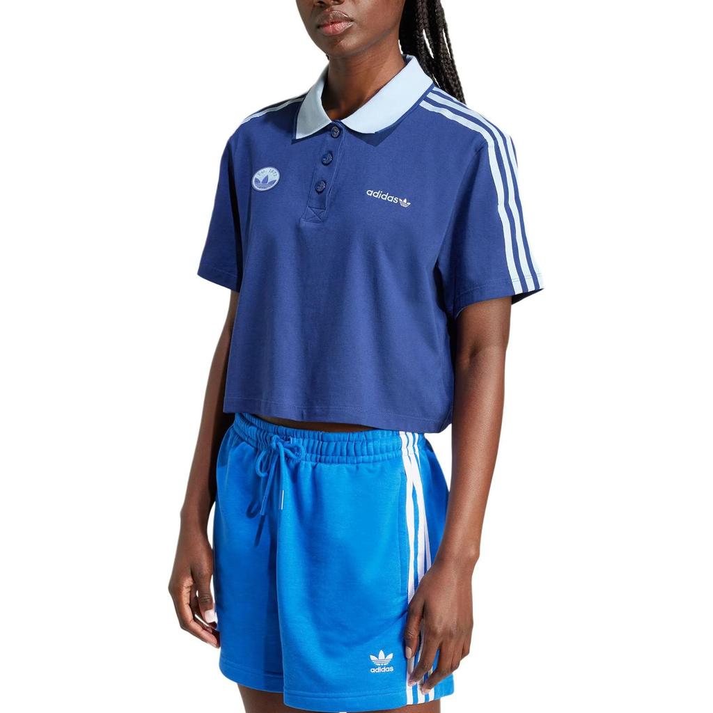 adidas Originals LOOSE CROP Polo Shirt Women's Dark Blue IX3543