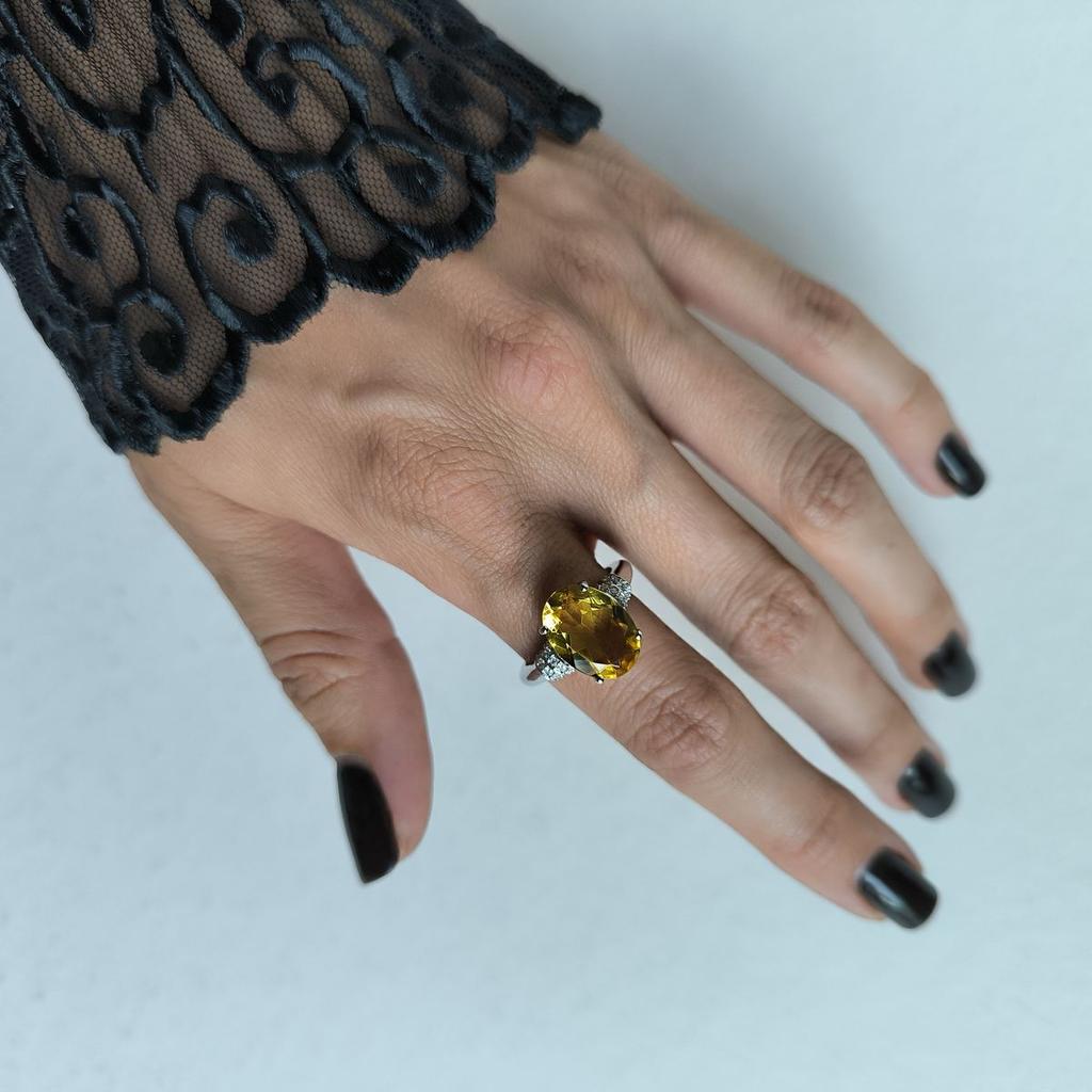 Серебряное кольцо с цитрином nano 5.065ct, вес изделия 4,36 гр (2190004)