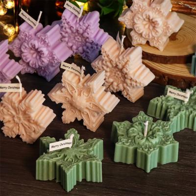 Christmas Snowflake Silicone Candle Mold DIY Flat Gypsum Claying Casting Resin Epoxy Silicone Fondant Mold Christmas Party Decor