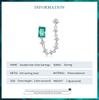Bamoer 1PC 925 Sterling Silver Double Hole Chain Earrings for Women Fine Jewelry Green Square Piercing Ear Stud Wedding