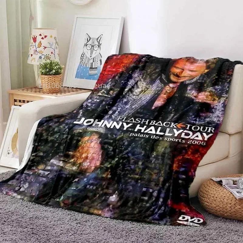 Rock Star Johnny Hallyday Flannel Blanket Rock'n Roll Soft Cover Lightweight Warm Plush Bed Sofa Chair Blanket
