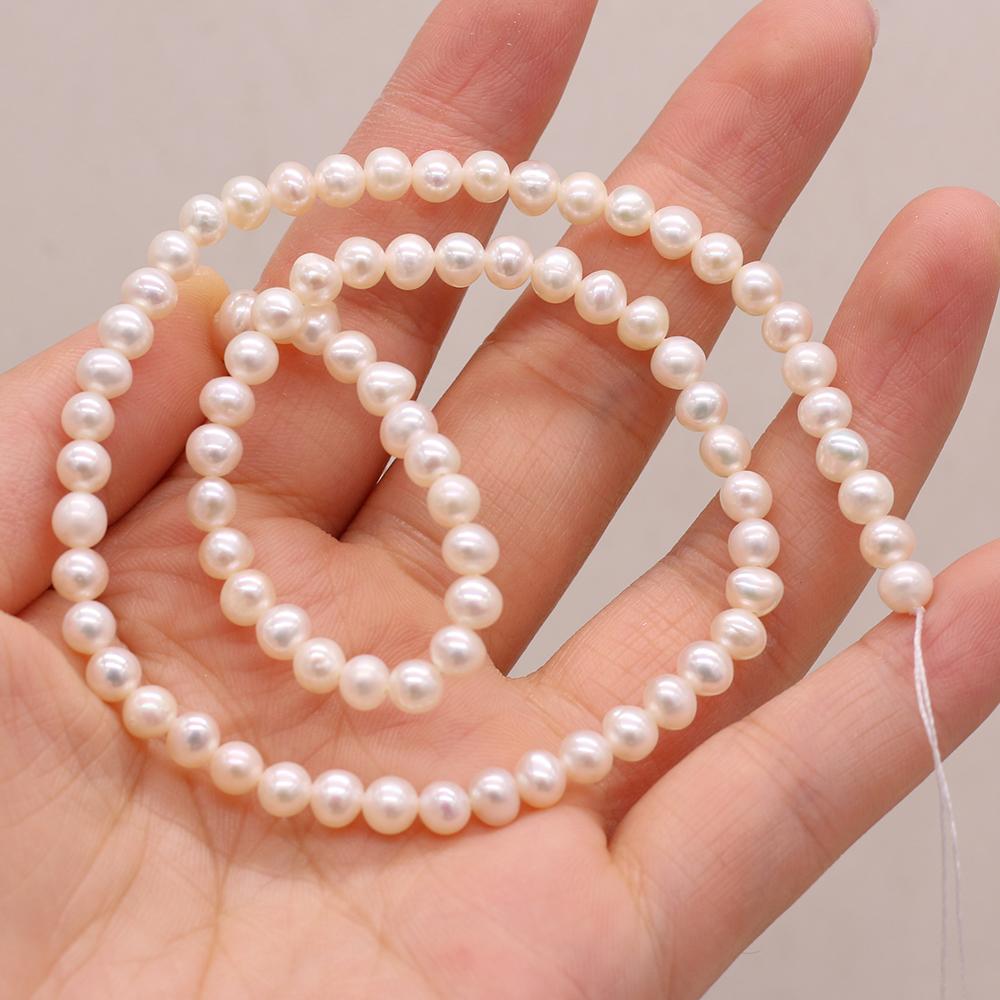 

1String, White Round Pearl 4-5mm, Fashion Women Natural Freshwater Pearl Beads for Jewelry Making DIY Crafts, Luxury Bulk Gifts 36cm 1String/4-5mm-36cm белый