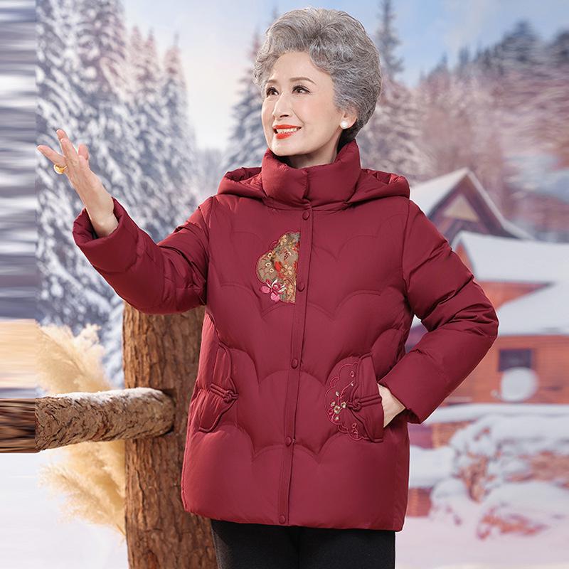 

2025 Mom s Cozy Winter Jacket: Stylish and Warm Down Jacket for Middle-Aged and Elderly Women L (below 100 jin) красный