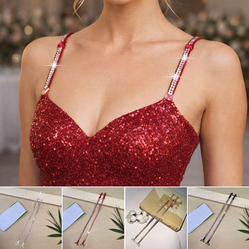 1Pair Adjustable Rhinestone Bra Straps Anti-slip Underwear Shoulder Belts Lingerie Strap for Women