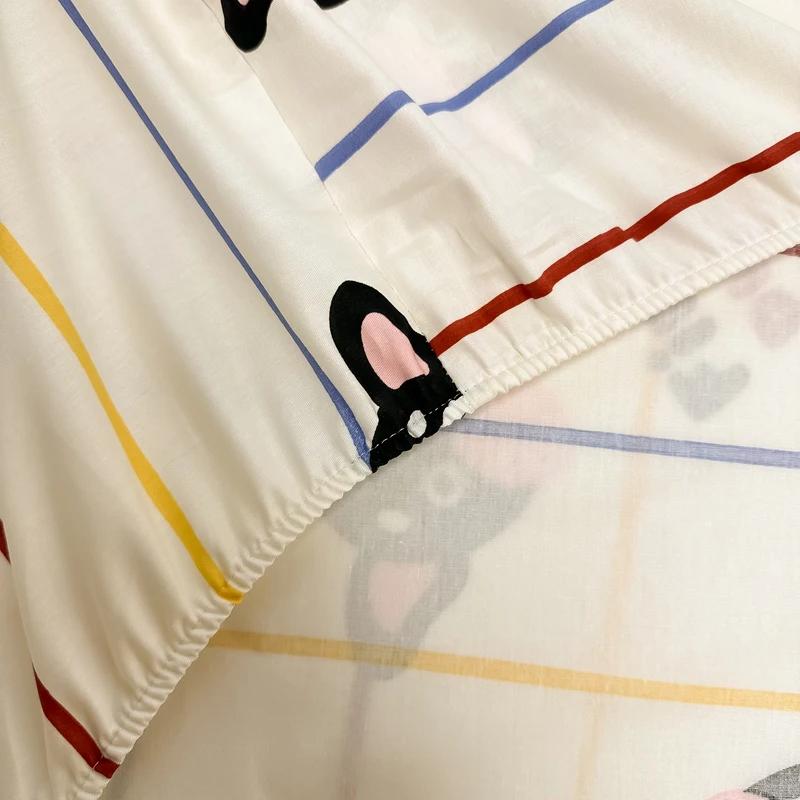 100% Cotton Bed Sheets Breathable Fitted Sheet Non-slip Bed Linen High Quality Mattress Cover roupa de cama (No Pillowcase)