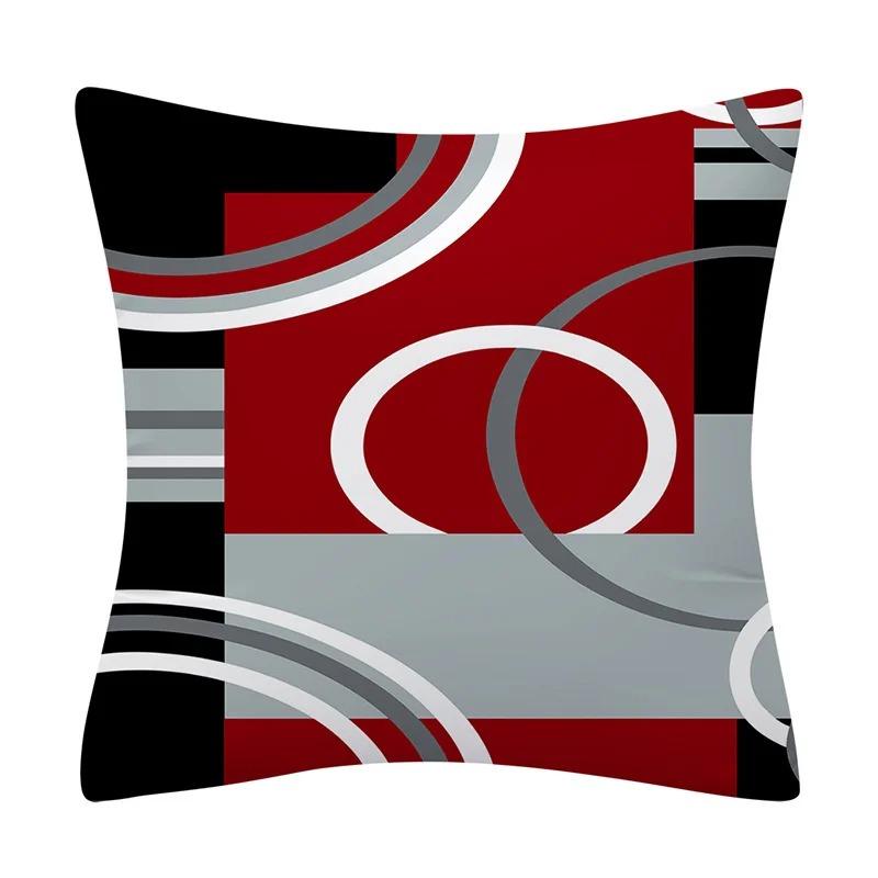Geometric Red and Black Wave Decorative Pillowcase Car Ornaments Office Living Room Sofa Home Pillowcase