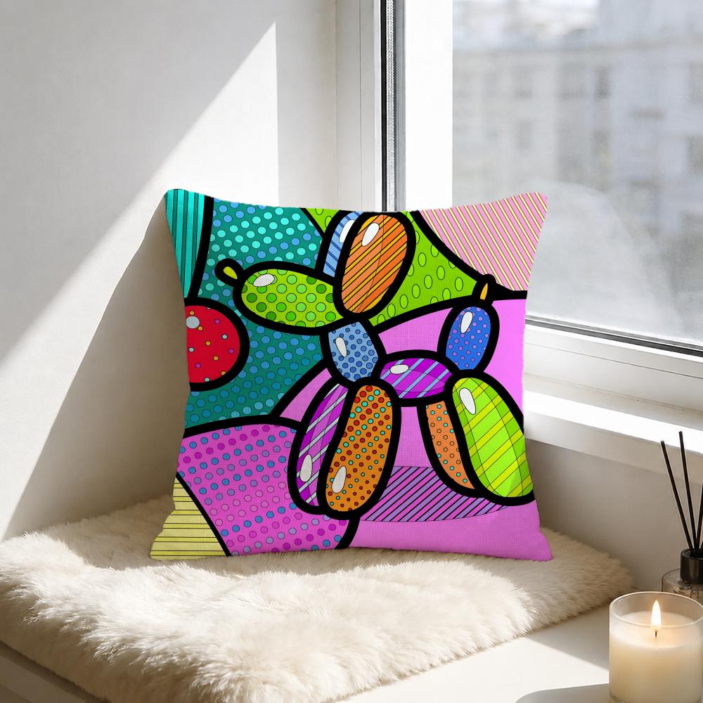 Artist Romero Britto Cushion Cover Natural Linen Pillowcase Set AllinOne Decor for Sofa Bedroom Chair