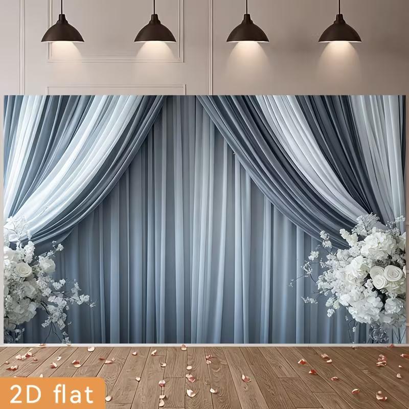 Grey Drape Backdrop with White Flowers for Wedding, Reception and Ceremony