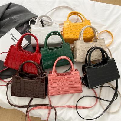 Módní perlová popruhová kabelka s krokodýlím vzorem pro ženy, crossbody kabelka z umělé kůže s horní rukojetí, dámská taška přes rameno, mini taška