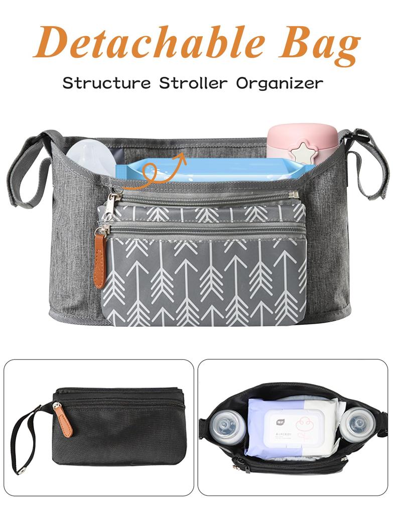Stroller Diaper Diaper Drink Large Accessory Organizer [Maeau] Bag, Pouch, Bag, Storage, Holder, Pocket, Capacity, Water-Repellent, Multi-Functional