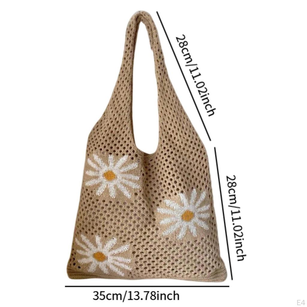 Knitted Tote Bag Chic Hobo for Seaside Holidays Birthday Gift Indoor Outdoor