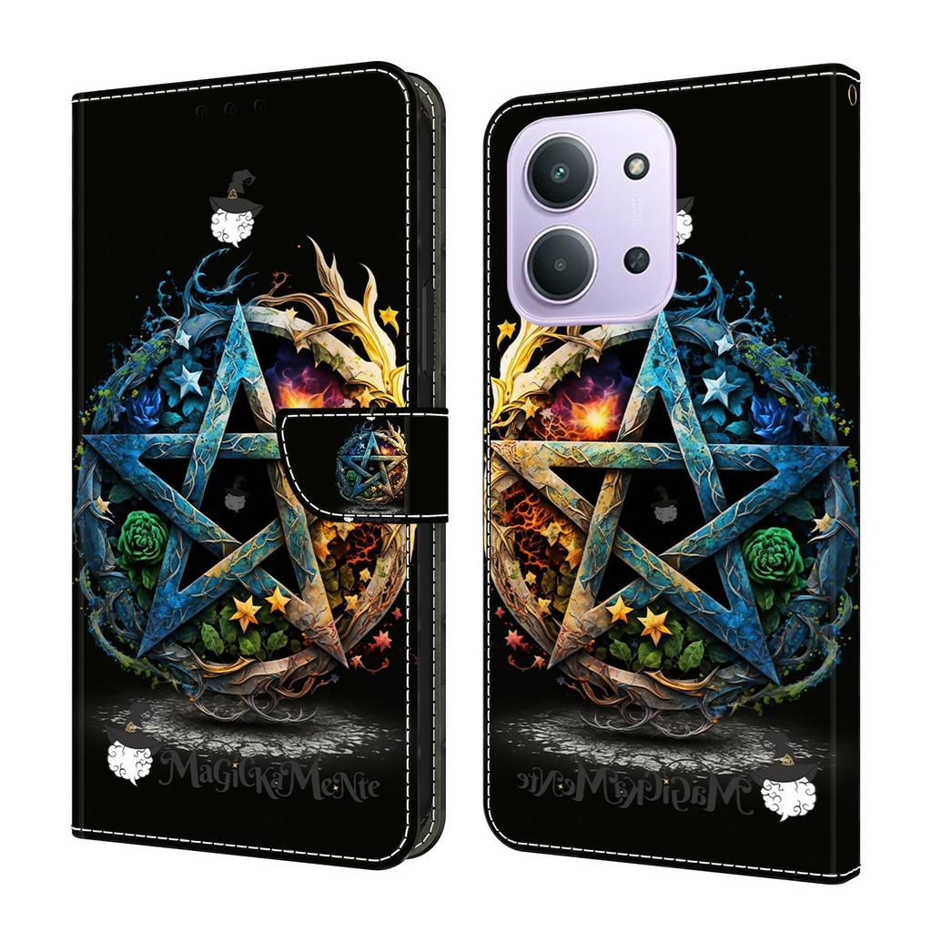 Portemonneehoesje Voor Xiaomi Redmi 15C 5G (EU) (173 mm) / 15C 4G (EU) (173 mm) / Poco C85 4G (173 mm) Opvouwbare Stand Patroon Print Leer Flip Telefoonhoesje