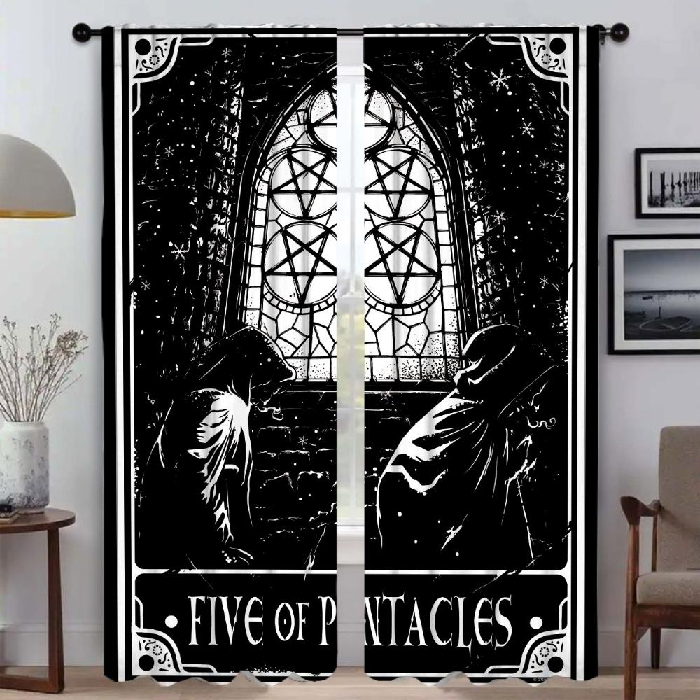 Home Interior Curtains for Living Room Deadly Tarot The Sun Tin Sign Blackout Curtains 2 Pieces Partition Window Curtain Shades