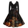 Women's Printed Maxi Dress for Halloween Theme Party, Costume Events and Night Out