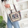Ethnic Style Handbag Trendy Animal Embroidery Handbag Canvas Women Shoulder Bags Women Grocery Storage Pouch