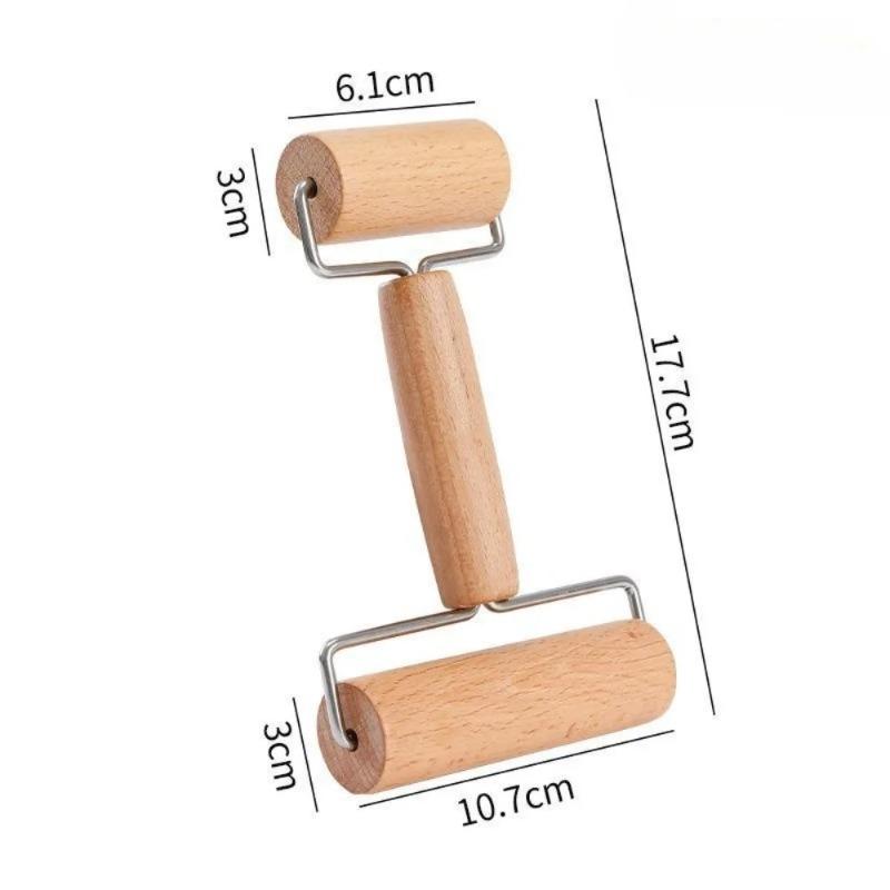 Rolling Pin Wooden Baking Utensil Single Wheel Double Handle Rolling Pin Hand Solid Wood Rolling Pin Roller Noodle Rolling Stick