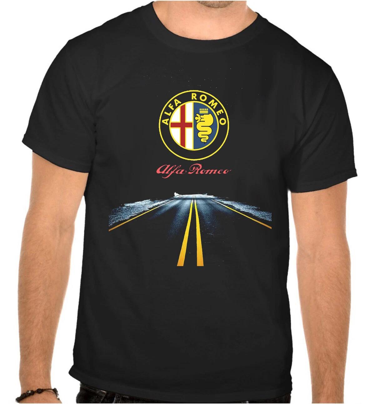 Alfa Romeo Autobahn Car Logo BLACK T-Shirt - 1128- 2XL