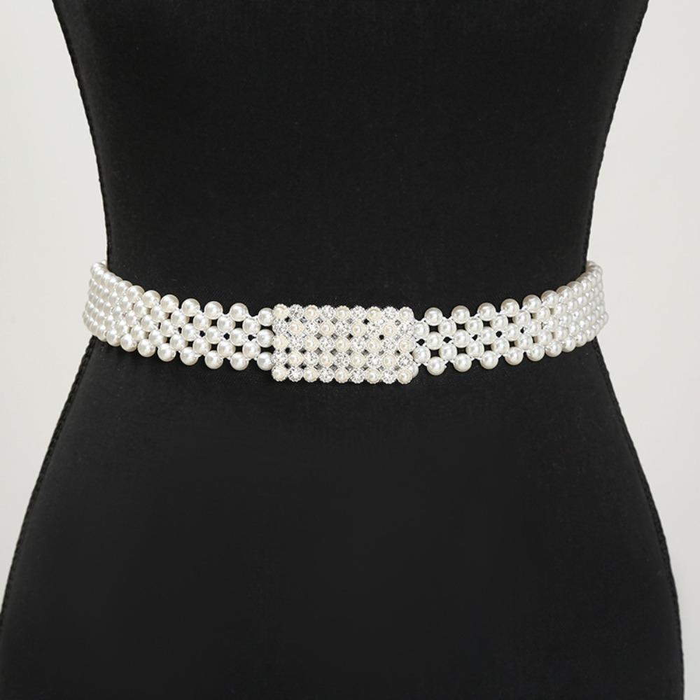 Široký elastický pas Bling dámský pásek Sweet Pearl pasový pásek sukně dekorativní