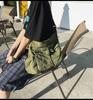 Khaki Newspaper Unisex Canvas Messenger Bag with American Casual Bag, Pockets, Style, [Used]