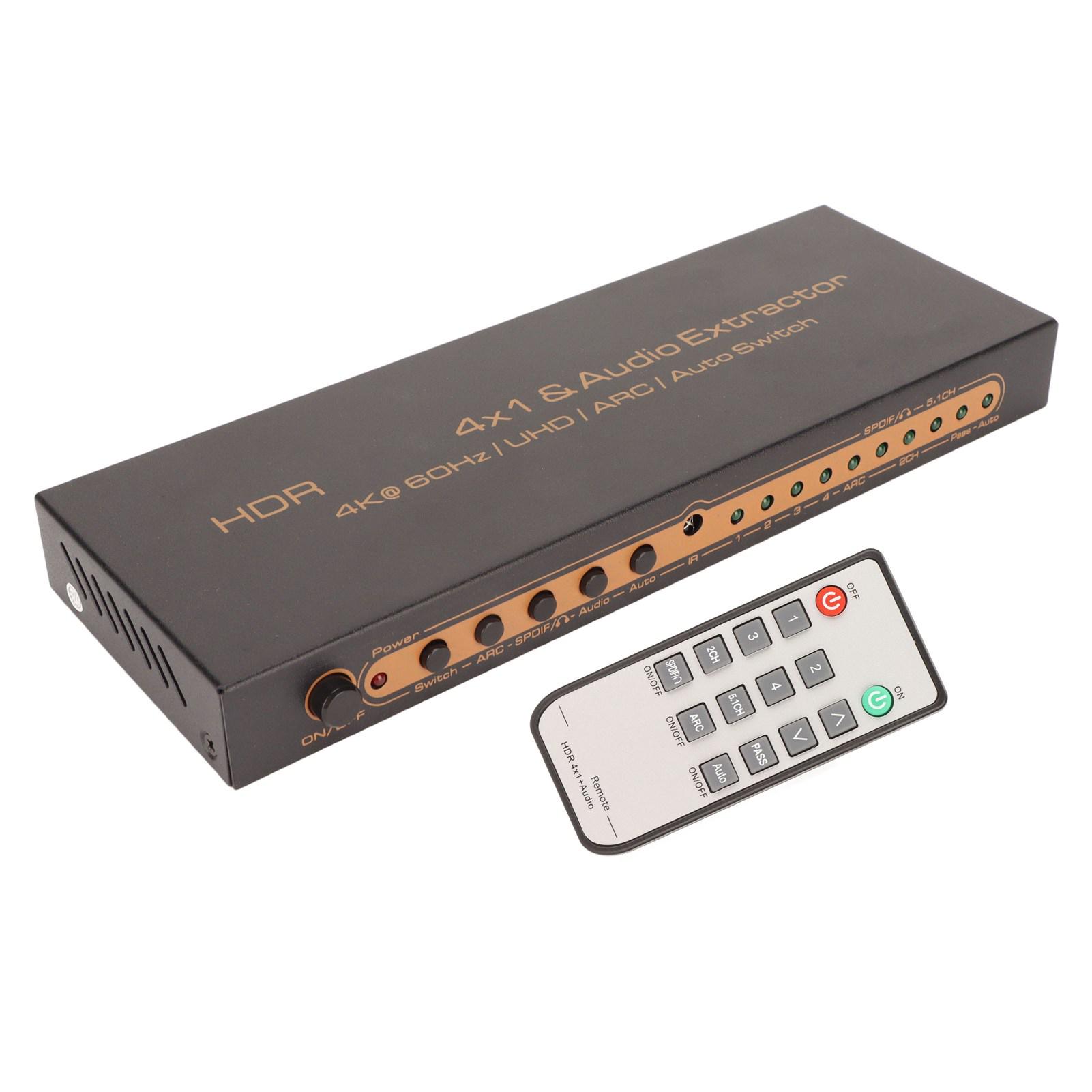 

Мультимедийный интерфейс HDR HD с поддержкой 4K при 60 Гц UHD ARC Auto Switch 4x1 Splitter со звуком EU Plug