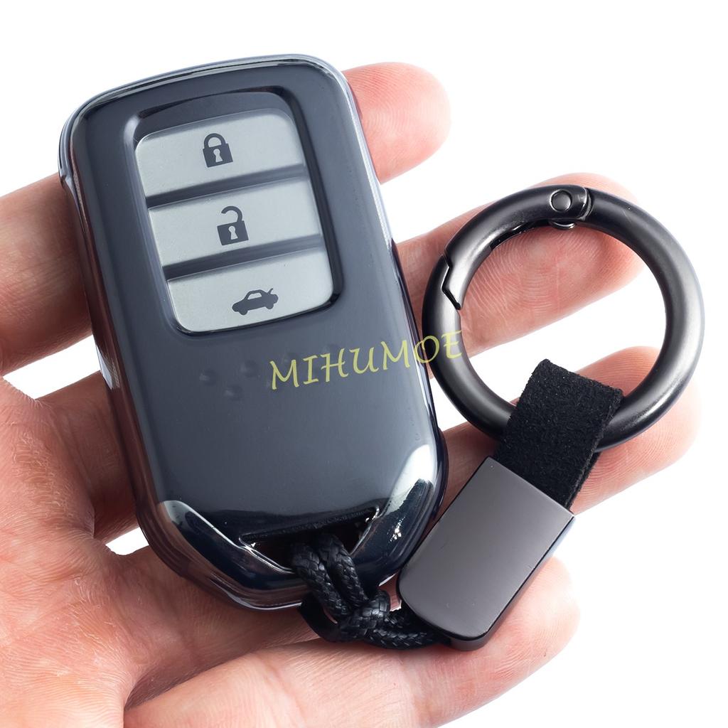For Honda Civic Pilot CRV HRV Accord Passport Ight Clarity Odyssey Black Transparent Key Fob Case Cover Keychain Light Thin