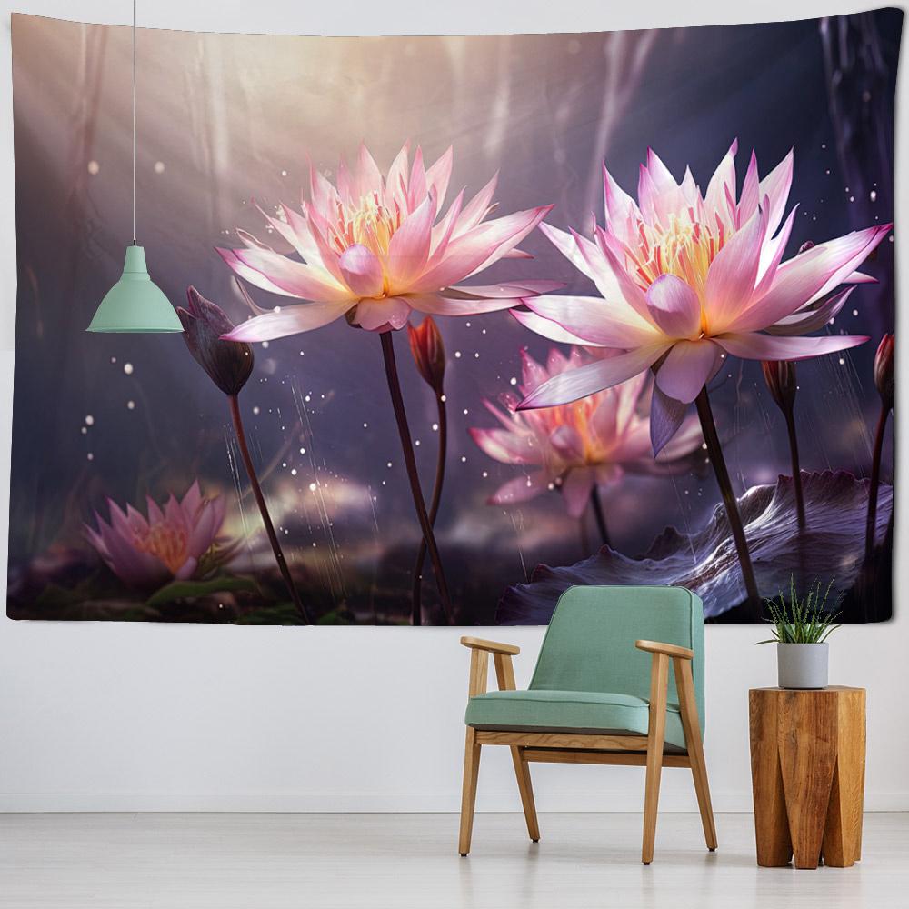 Beautiful Lotus Tapestry, Dreamy Landscape, Wall Hanging Cloth, Hippie Home Wall Art Decoration, Office And Living Room Tapestry