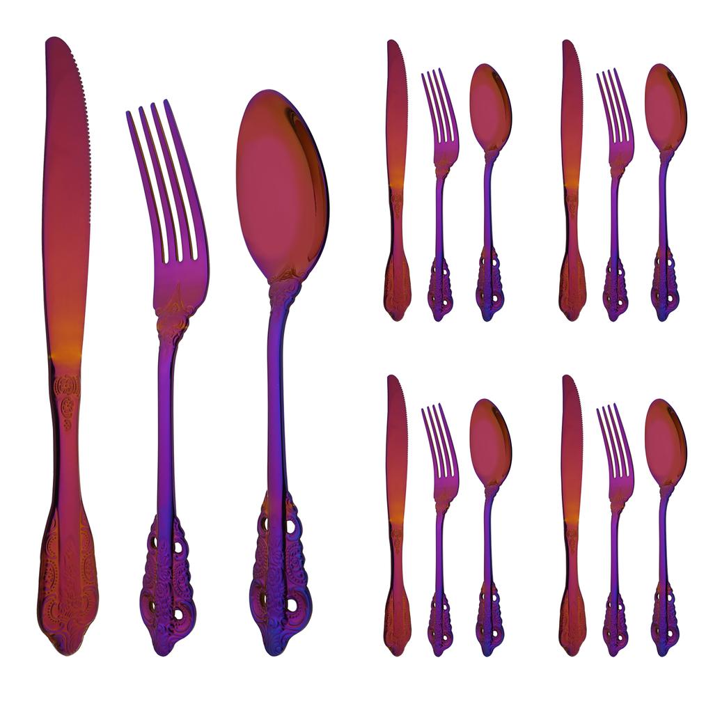 12Pcs 18/8 Stainless Steel Royal Cutlery Set Shiny Gold Dinnerware Tableware Knives Forks Spoons Western Dinner Set