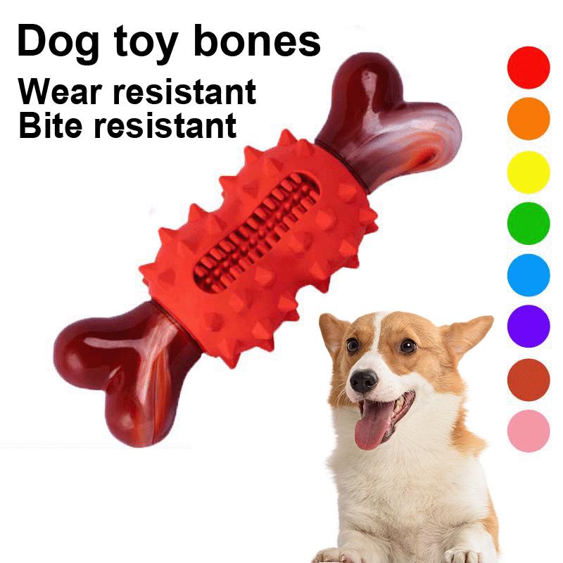 Dog Toys Chewing Grinding Teeth Cleaning Bite Resistant Rubber Nylon Bones Easy Clean  Relieve Stress Fun Dog Toothbrush Toys
