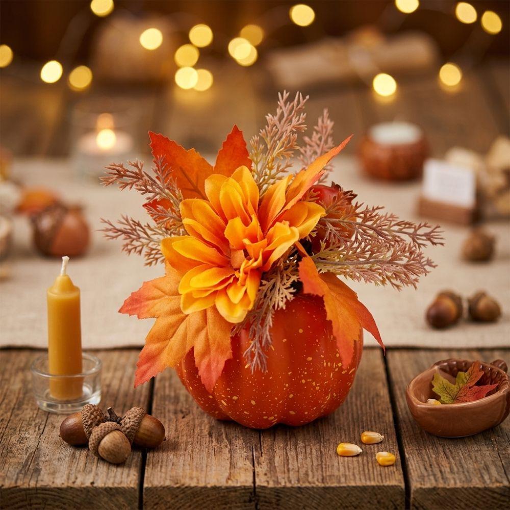 Realistic Fall Artificial Pumpkin Floral Autumn Colors Pumpkin Table Decor Faux Flowers  Halloween